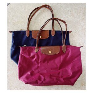 Longchamp Bundle 2 Le Pliage Original Nylon Totes in Blue and Burgundy